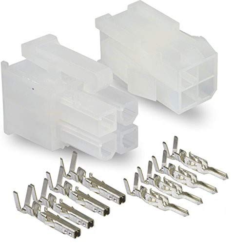 Molex Connector Lot, 5 Matched Sets, (4-Circuits) W/18-24 Awg, Pin Size: Standard .0165"" 4.2Mm, Mini-Fit Jr